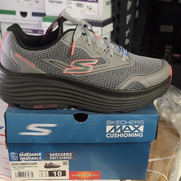 Skechers Gray and Black Max Cushioning Sneakers Extra Wide Fit - Picture 1 of 4
